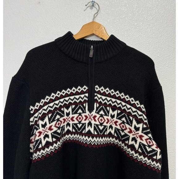 New Men's Size XXL Izod Black Quarter Zip Sweater Amazing Glaze Winter Knit NWOT - Picture 2 of 16